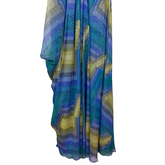 BCBGMaxAzria Silk Metallic Maxi Halter Dress New 10 - Picture 4 of 12